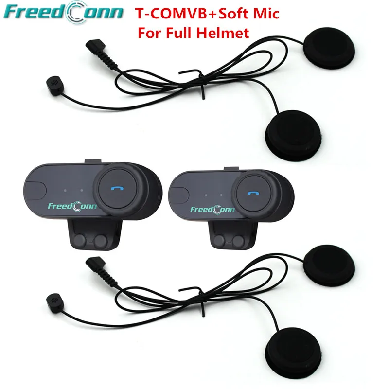 T-COMVB BT Wireless intercomunicador Interphone Headset 800M Bluetooth Motorcycle Helmet Intercom walkie talkie+FM Soft Earpiece