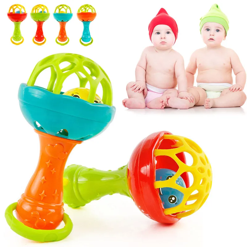 0 2 Years Baby Rattles Toy Teether Soft Plastic Funny Hand Bell Rattle
