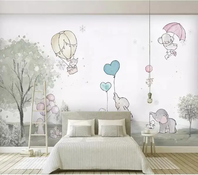 Beibehang пользовательские росписи милый мультфильм воздушный шар Медвежонок животное детская комната фон Настенные обои пейзаж домашний декор обои