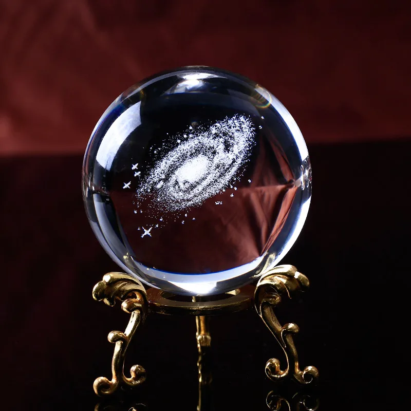 60mm 3D Galaxy Crystal Ball Sphere Ornament Globe Glass Gift Decor Home A6U8 