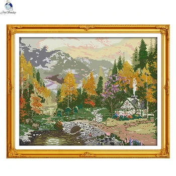 

JoySunday DIY cross stitch kits needlework Autumnal scenery 5 Landscape 14CT 11CT cotton painting gift art factory wholesale