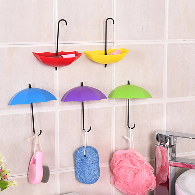 3 шт./компл. Красочные зонтик в форме настенные крючки креативная вешалка настенный декоративный держатель настенный крючок для кухни аксессуары для ванной комнаты