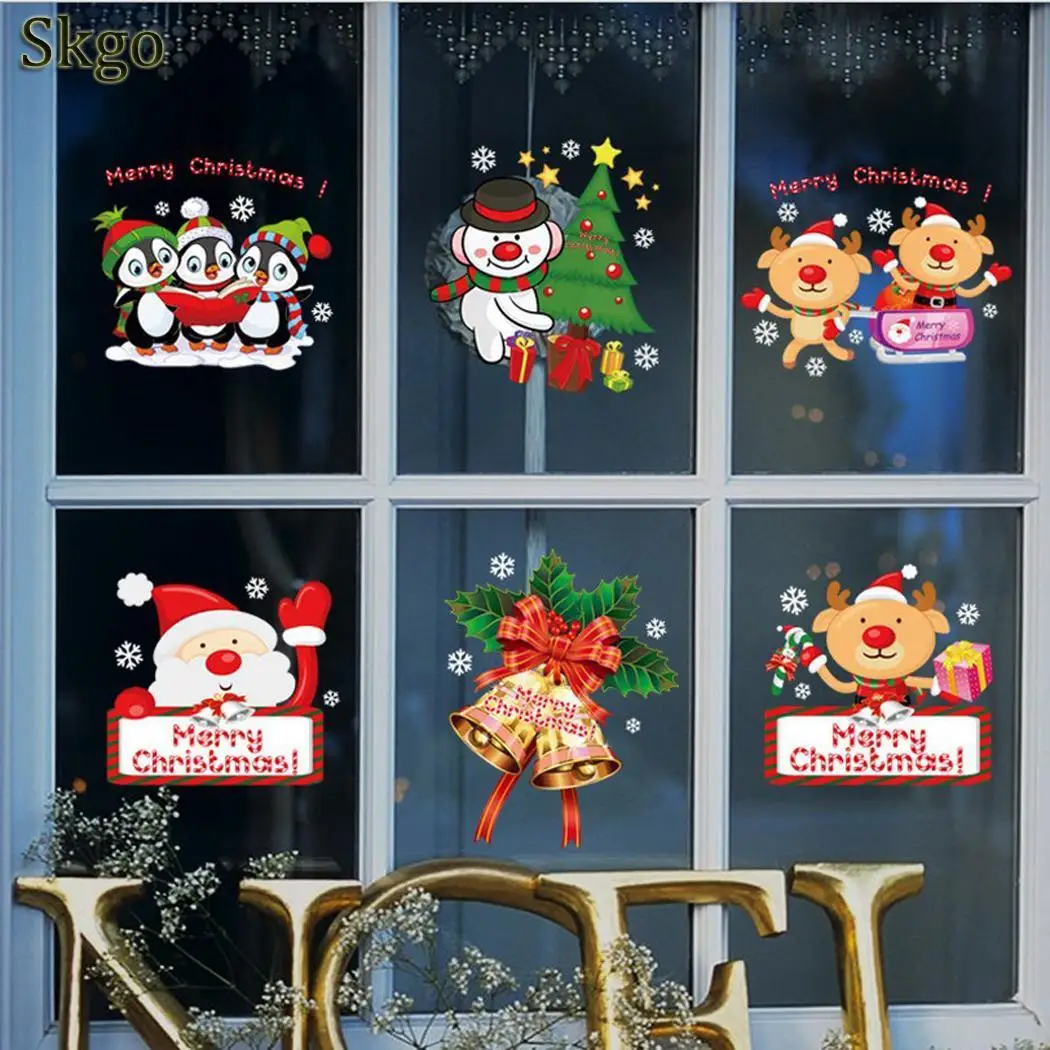 

Sticker As Claus Waterproof Cute 120g Party Cartoon Wall Snowman Cartoon Santa Picture Sticker Christmas Window For