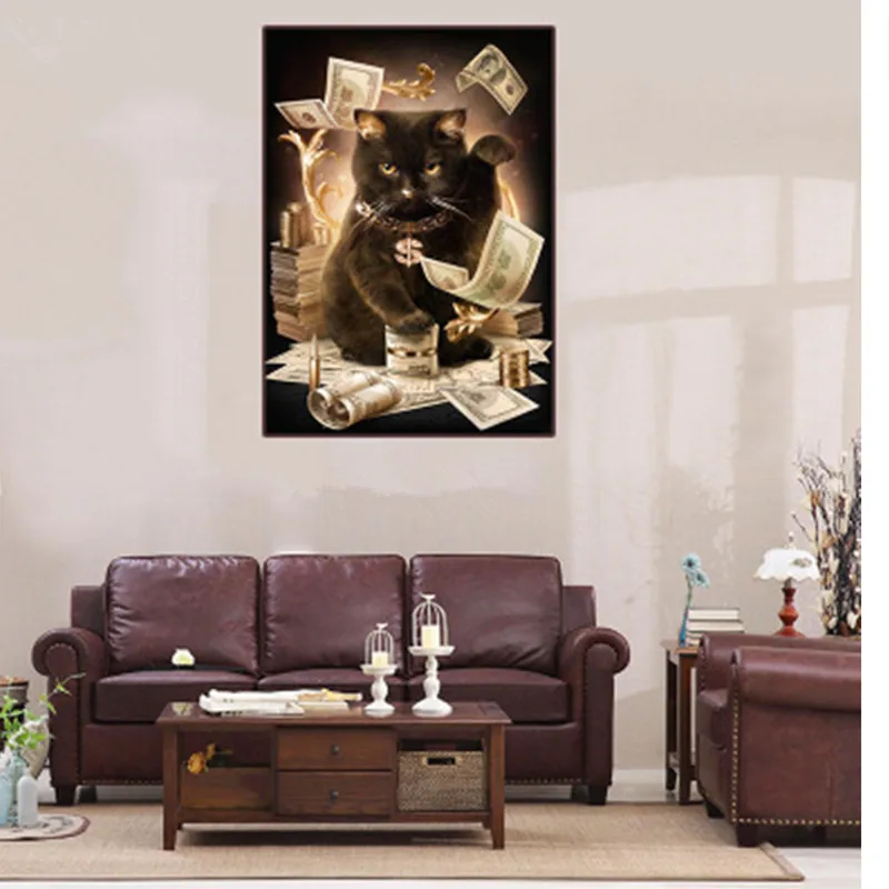 

Lucky Cat Diamond Embroidery Full Square Drill Diy Diamond Painting Cross Stitch Diamond Mosaic Wedding Decoration Luxury Gift