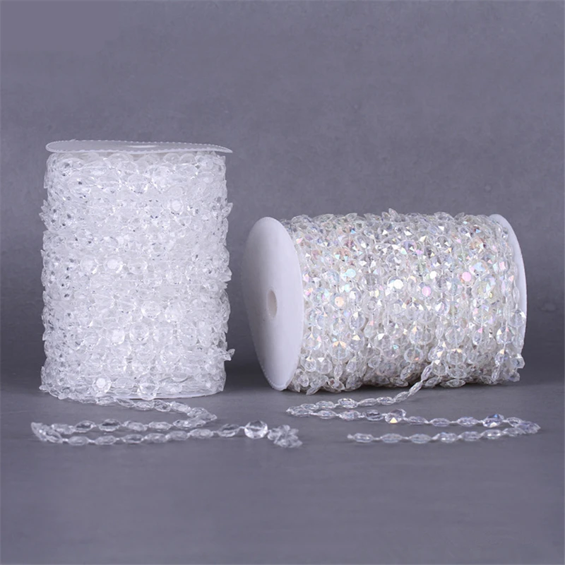 

10mm 10m Iridescent Octagonal Acrylic Beads Strand Line Chain Wedding Party Diamond Crystal Garland Decors Rhinestone Curtain,J