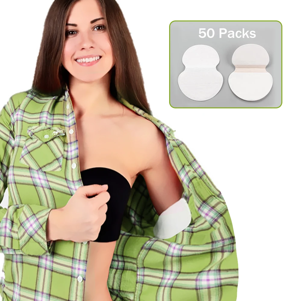

100pcs Summer Deodorants Underarm Pads Kit 50 Packs Absorbent Sweat Pads Armpit Sticker Disposable Anti Perspiration Patch Women