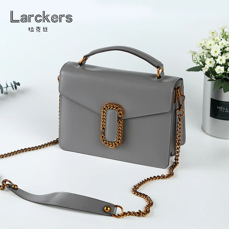 

Metal chain genuine leather glazed surface hard ladies shoulder bag metal hasp vintage color grace women crossbody bags