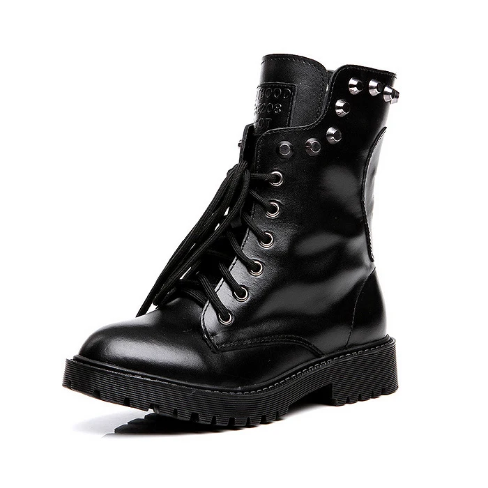 Женские винтажные ботинки из натуральной кожи с заклепками|boots women shoes|women shoes