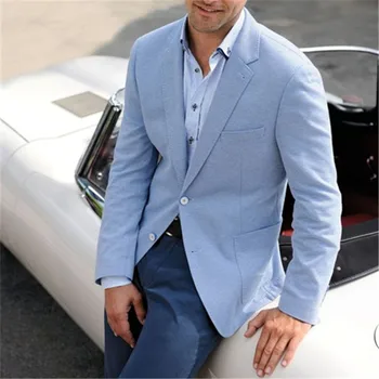 

Casual Light Blue Men Suit 2 Pieces(Jacket+Pants+Tie) High Quality Stylish Blazer Summer Jacket Custom Men Tuxedo Terno 006