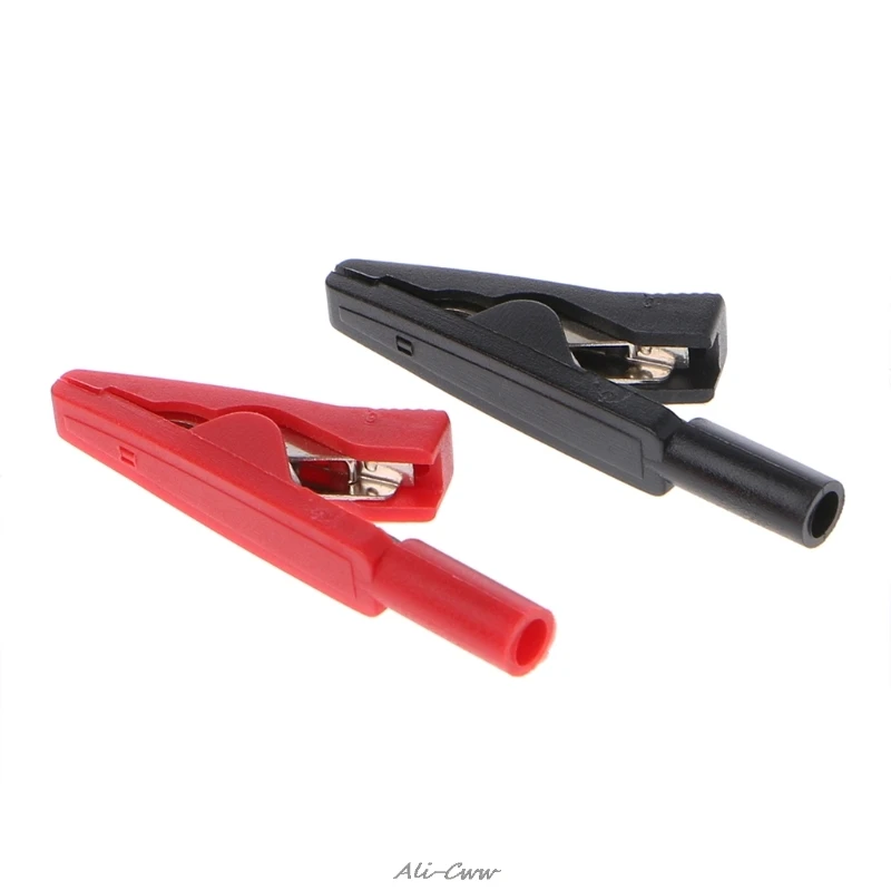 2 Pcs Insulated Alligator Clip 2mm Banana Female Adapter Meter Test Probe alligator clips test probes alligator clip adapter test hooks clips test leads test clip