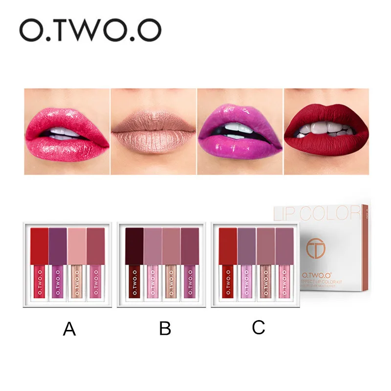 

O.TWO.O Matte Shimmer Liquid Lipstick Set Long-lasting Moisturizer Quick Dry Easy To Wear Lip Stick Lipgloss Lip Makeup Set 9118