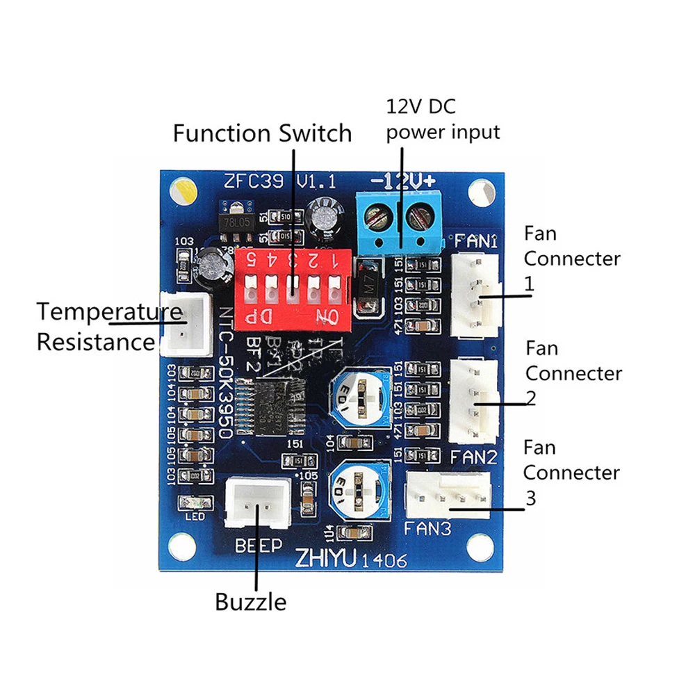 

12V CPU Fan Temperature Control PWM Speed Controller Module Alarm Buzzer Sensor Tester Tools