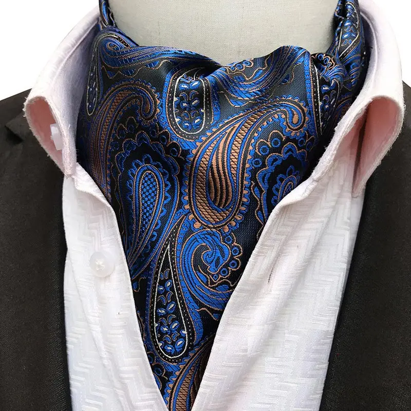 Роскошные мужские Винтаж Пейсли Цветочные Формальные галстук Аскот Self британский стиль джентльмен галстук из полиэфирного шелка для