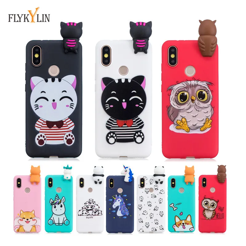 

Mi 6X Silicon case on for Xiaomi Mi 6X case sFor coque Xiaomi Mi A2 case 3D Cartoon Unicorn Panda Soft TPU phone cases Bag Shell
