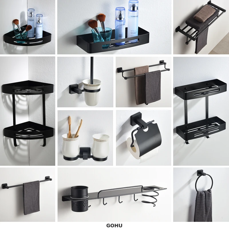 12 Items in full Black Bathroom Hardware set