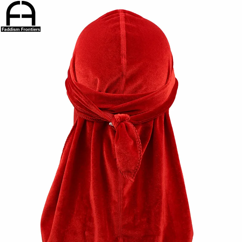 Мужские Бесшовные бархатные дюраги высокого качества, банданы, тюрбан, головной убор, мягкие аксессуары для волос унисекс, шапка с волнами - Цвет: Красный