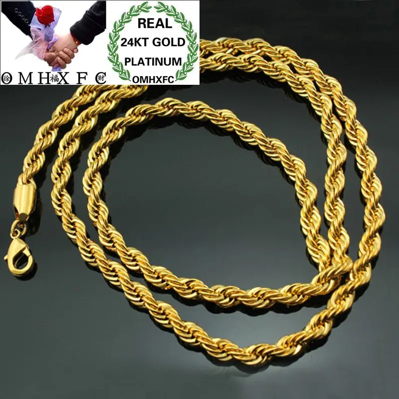 Festa de Aniversário Presente de Casamento Corrente de Ouro Omhxfc Colar Masculino Atacado Moda Europeia Longo 50cm Torcido Real 18kt Nl11