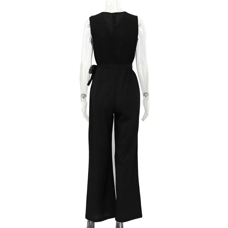 2017 Europe and the United States new pants wide leg jumpsuit sleeveless V-neck dress pants (8)