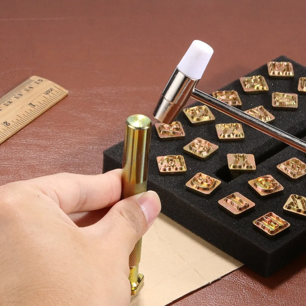 Alphabet Letter Number Leather Stamper Set 9/26/36Pcs For DIY Craft