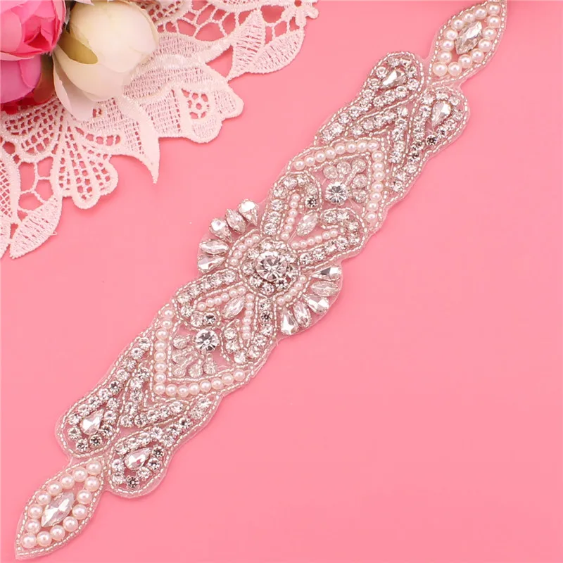 

YJWSXF Handmade Rhinestone Applique Bride Wedding Crystal Rhinestone Belt Dress Dinner Girdle