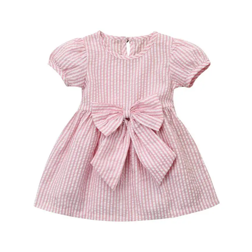 

TELOTUNY 2018 kids girls striped dresses Summer Baby Girls Infant Toddler Kids Clothes Stripe Bow Princess Outfits Dress J29