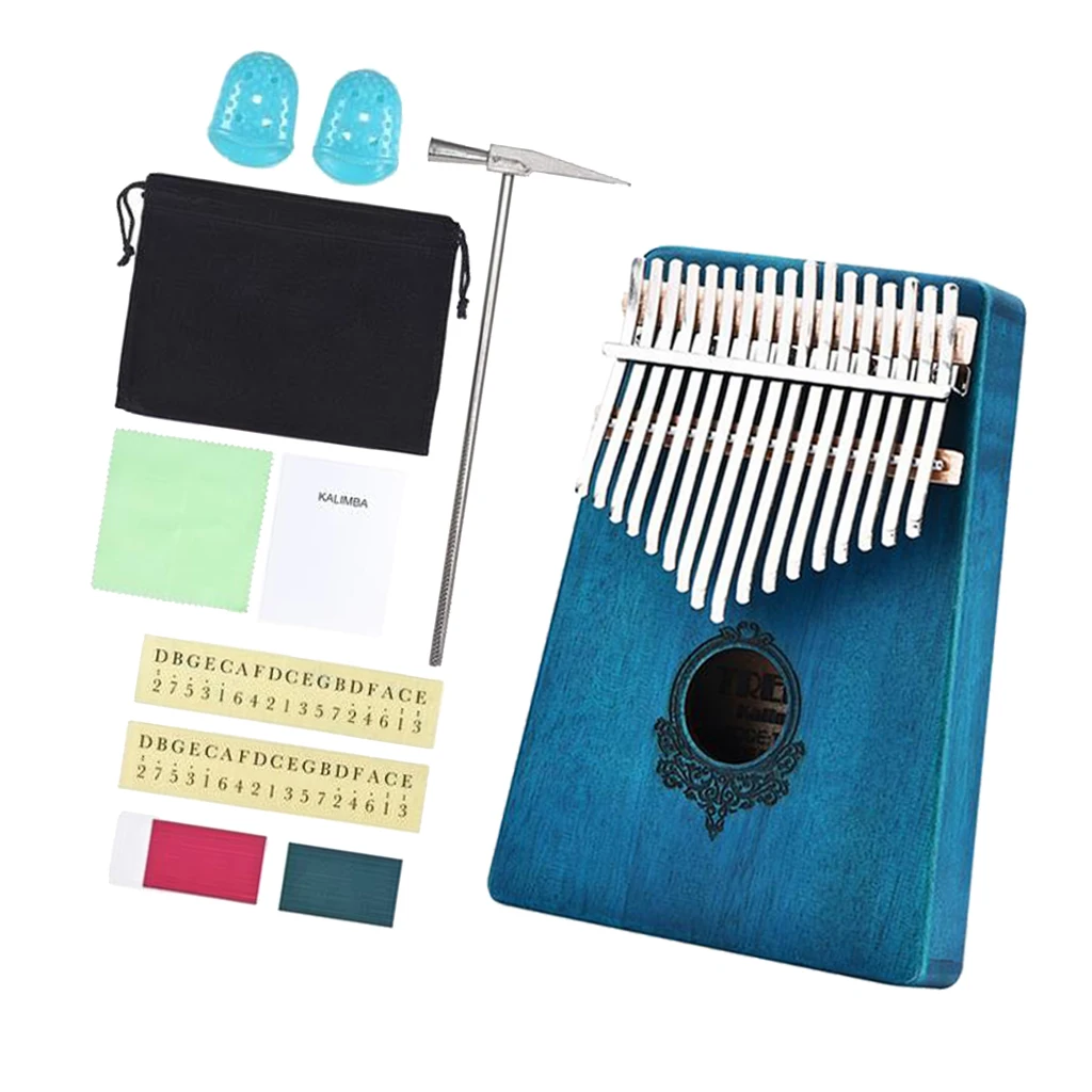 17 chaves kalimba polegar piano mbira, saco