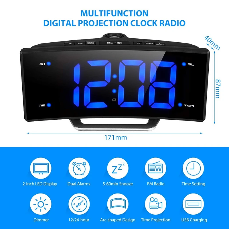  LED Digital Electronic Table Projector Clock Desk Nixie Projection Alarm Clock With Time Projection