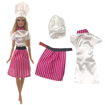 

NK One Set Doll Handmade Chef Dress Cosply Costume Chef Clothes For Barbie Doll & Hat Dolls Kids Toy Doll Accessories G006A DZ