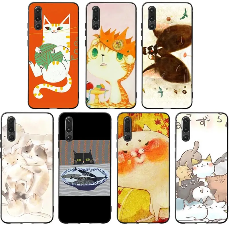

Cartoon Cute Cat Phone Cases Cover for Huawei P30 lite pro nova 3i Cases Huawei Mate 20 lite pro Case P smart 2019 Soft Cases