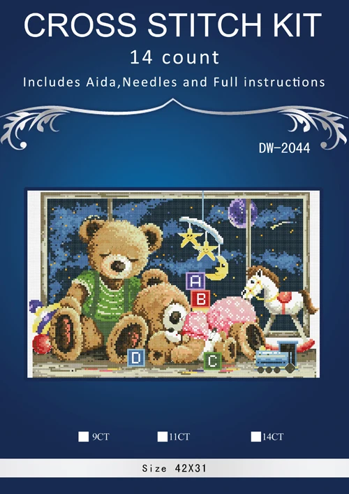 

oneroom Bears family Counted Cross Stitch 14CT DMC Cross Stitch DIY Cross Stitch Kits for Embroidery Home Decor Needlework