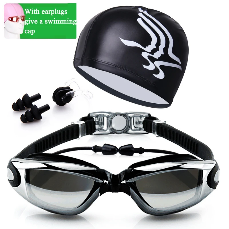 

Anti-uv Swimming Goggles Set Waterproof Swimming Eyewear with Earplug Swim Cap Anti-fog Diving Glasses Surfing Eyewear