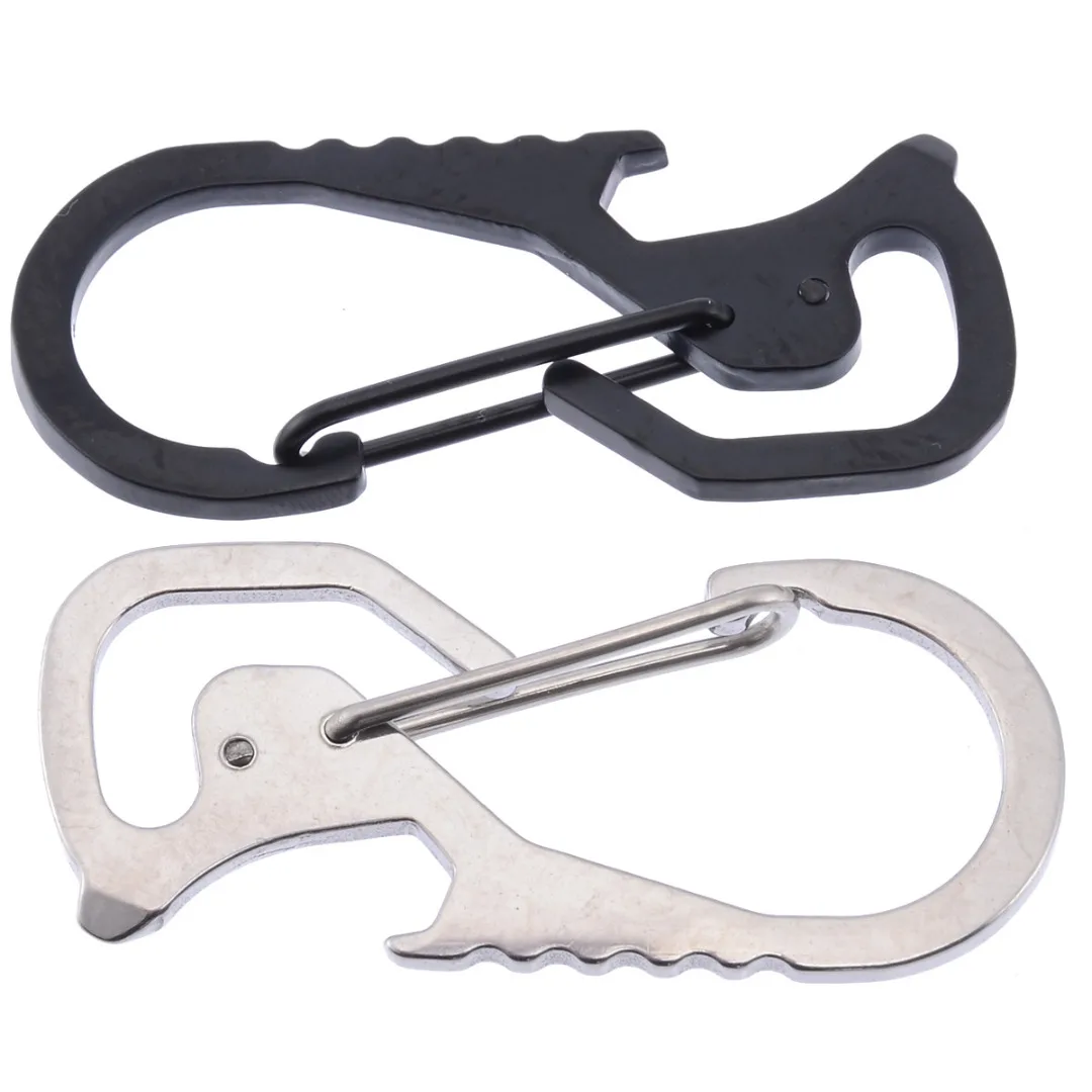 1Pcs Stainless Steel Buckle Carabiner Keychain Hook Multi-functional Key Ring Clip Hanging Outdoor Tools For Camping Hiking