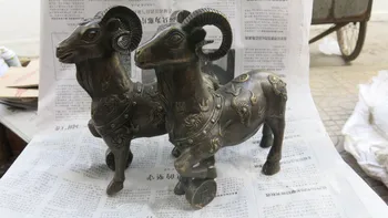 

Rare Qing Dynasty old Copper statue-----a pair of Rich sheep