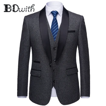 

Newest Men Suit Shawl Collar One Button Slim Fit 3 Pieces(Jacket+Vest+Pants) for Wedding Tuxedos Formal Suits