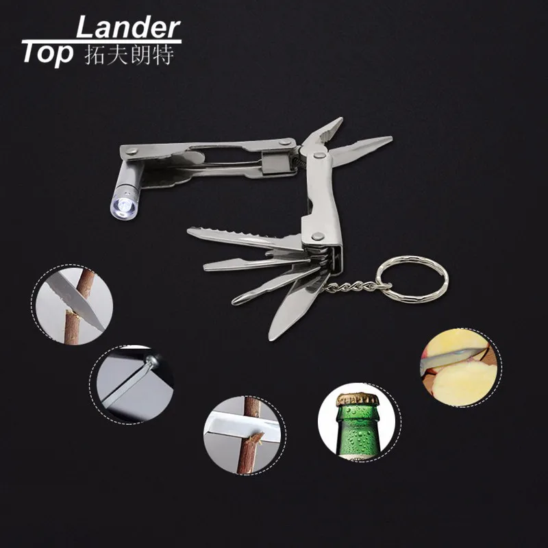 

Portable Camping Gadgets Multi Function Tools Outdoor Pliers LED Light Bottle Opener Multi-purpose Tool