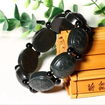

High Quality natural Chinese HETIAN yu genuine yu tortoise shell hand string gold turtle trendy bracelet/