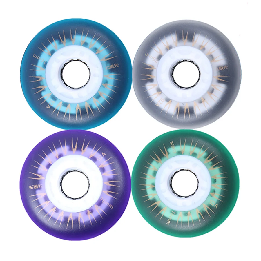 

8pcs LED Lighting Inline Skate Wheels 92A Flashing 64 68 70 72 76 80mm Shining Slalom Sliding Roller Skating Shoes Tires Patines