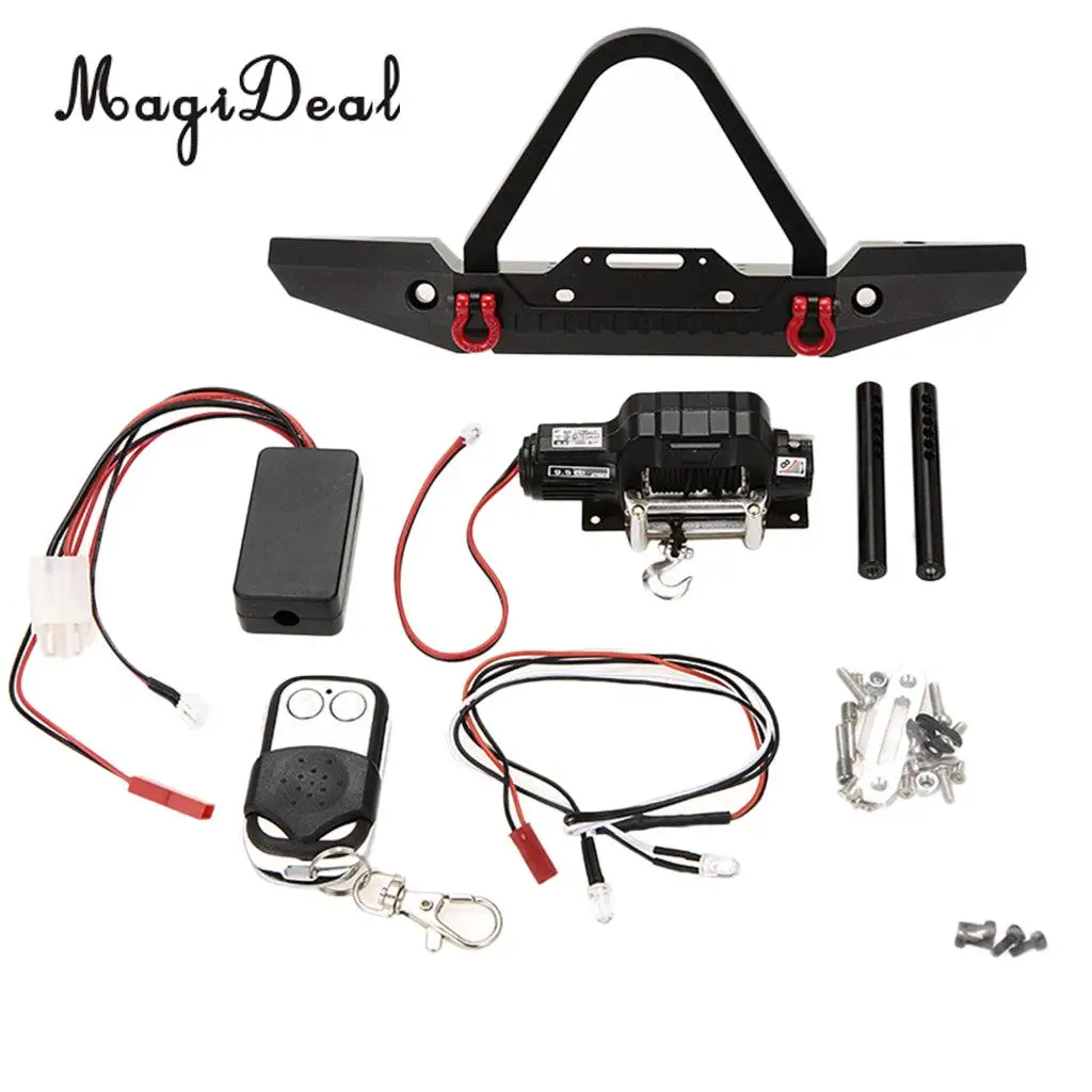 

MagiDeal 1/10 Rock Crawler Front Bumper Wireless Remote Control Winch for Traxxas Axial D90 RC Rock Crawler Car Truck