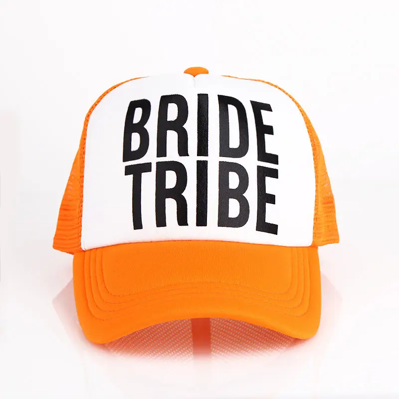 VORON невесты/надпись «Bride Tribe» девичник Шапки Для женщин свадебные Preparewear шляпы водителя грузовика белый неоновый летнее Сетчатое платье; - Цвет: Orange