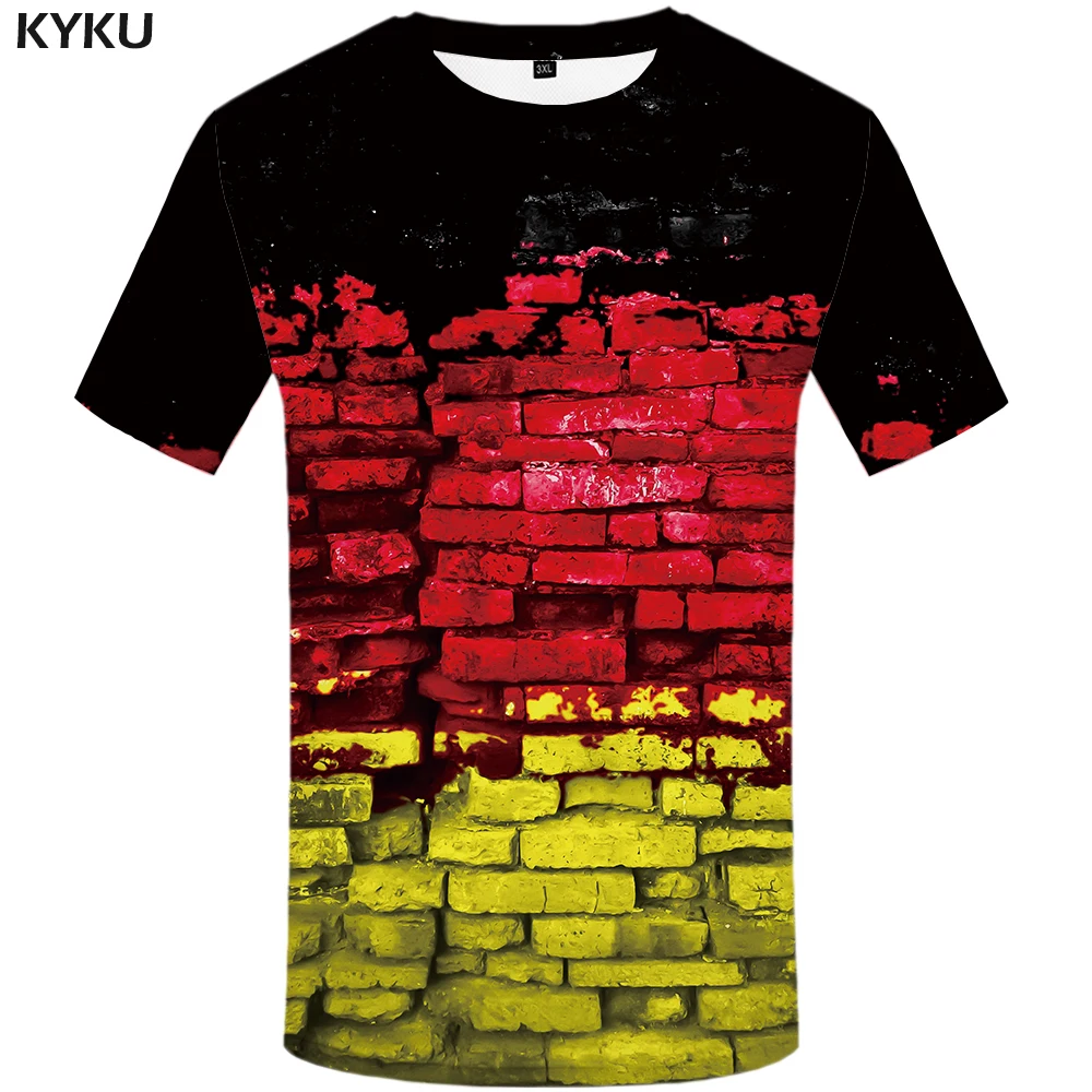 

KYKU Wall T Shirt Men Paint T-shirt Anime Clothes German Flag 3d Printed Tshirt Punk Rock Vintage Mens Clothing New Male Summer