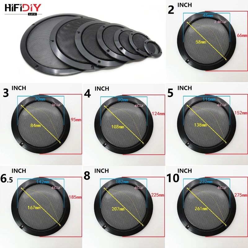 Дешевый HIFIDIY LIVE 5 6. 8 10 дюймов сетка для динамика крышка высокого качества автомобиля домашний сетчатый корпус динамик s Пластиковая Рамка металличес...