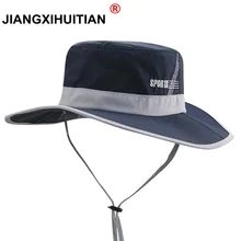 Новая высококачественная брендовая одежда быстросохнущие ведро шляпа большой край Повседневное Спорт на открытом воздухе, солнце шляпа с козырьком шляпа рыбака складной для Для мужчин