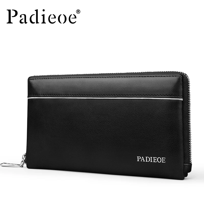 Padieoe New Design Fashion Genuine Leather Men Wallets Long Business Male Clutch Wallet Brand Purse