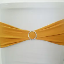 100 шт Двухслойная лайкра Подвязка из спандекса для стула полосы растягивающийся бант на свадебный стул галстуки с алмазной пряжкой для банкета отеля события