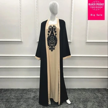 

Winter Adult Casual thicker print Robe abaya sets Turkish Dubai Fashion Muslim two piece Robes Abaya Arab Worship Service Wj1439