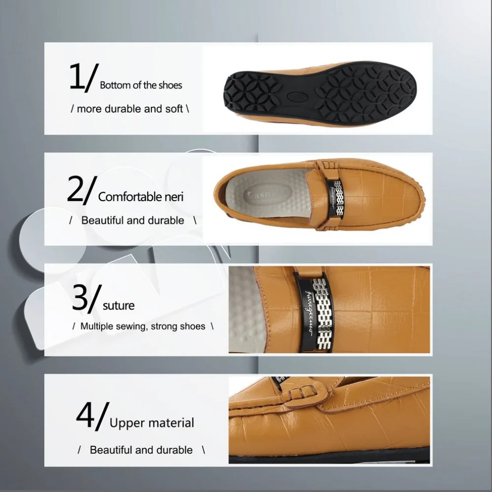 Chaussures Casual De Doux Imitation Mocassin Loisirs Durable Conduite 1 Tout Slip Paire Talon sur Plat Black brown allumette Cuir Hommes Mocassins qzPX15wXx