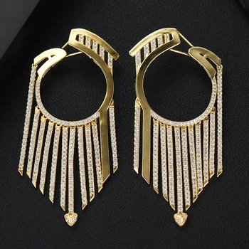 

2020 Charms Big Arror Statement Earrings For Women Luxury Full Cubic Zircon Wedding Bridal DUBAI Dangle Earrings Jewelry