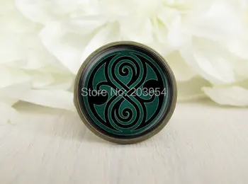 

wholesale 12pcs doctor who gallifreyan Adjustable ring brass pendant men women fashion vintage xmas gift steampunk jewelry