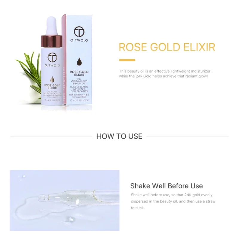O. TWO. O 24k розовое золото масло для макияжа кожи для губ сыворотка перед праймером косметика/основа Увлажняющая для лица омолаживающее масло