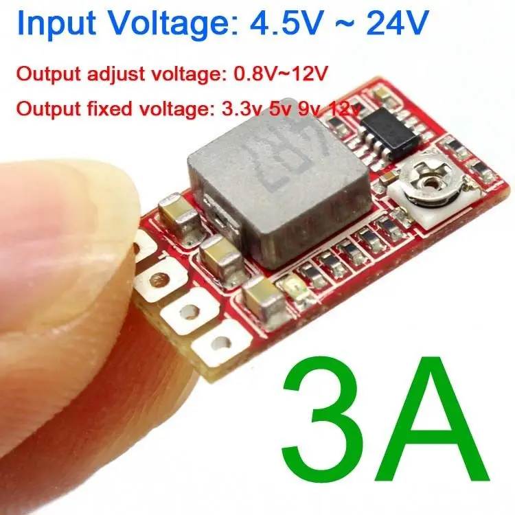 

Mini DC-DC Buck Step-down Converter Adjustable Power Module 3.3V 3V 5V 9V 12V 3A